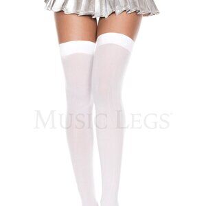 White Nylon Thigh High Stockings Hosiery for Halloween costumes.